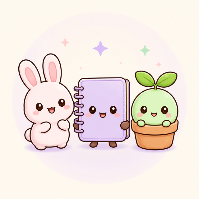 Calc Buddies app icon featuring Bunny, Notebook, and Sprout
